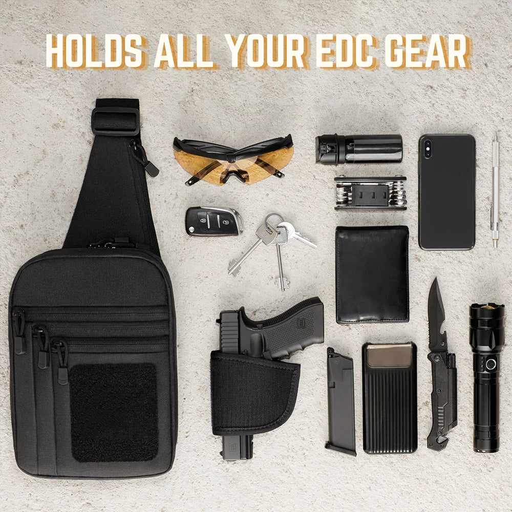 Tactical Sling Bag Concealed Carry Crossbody Gun Bag Qiuck Access Pistol Bag EDC Shoulder Chest Pack Range Bags Fanny Pack