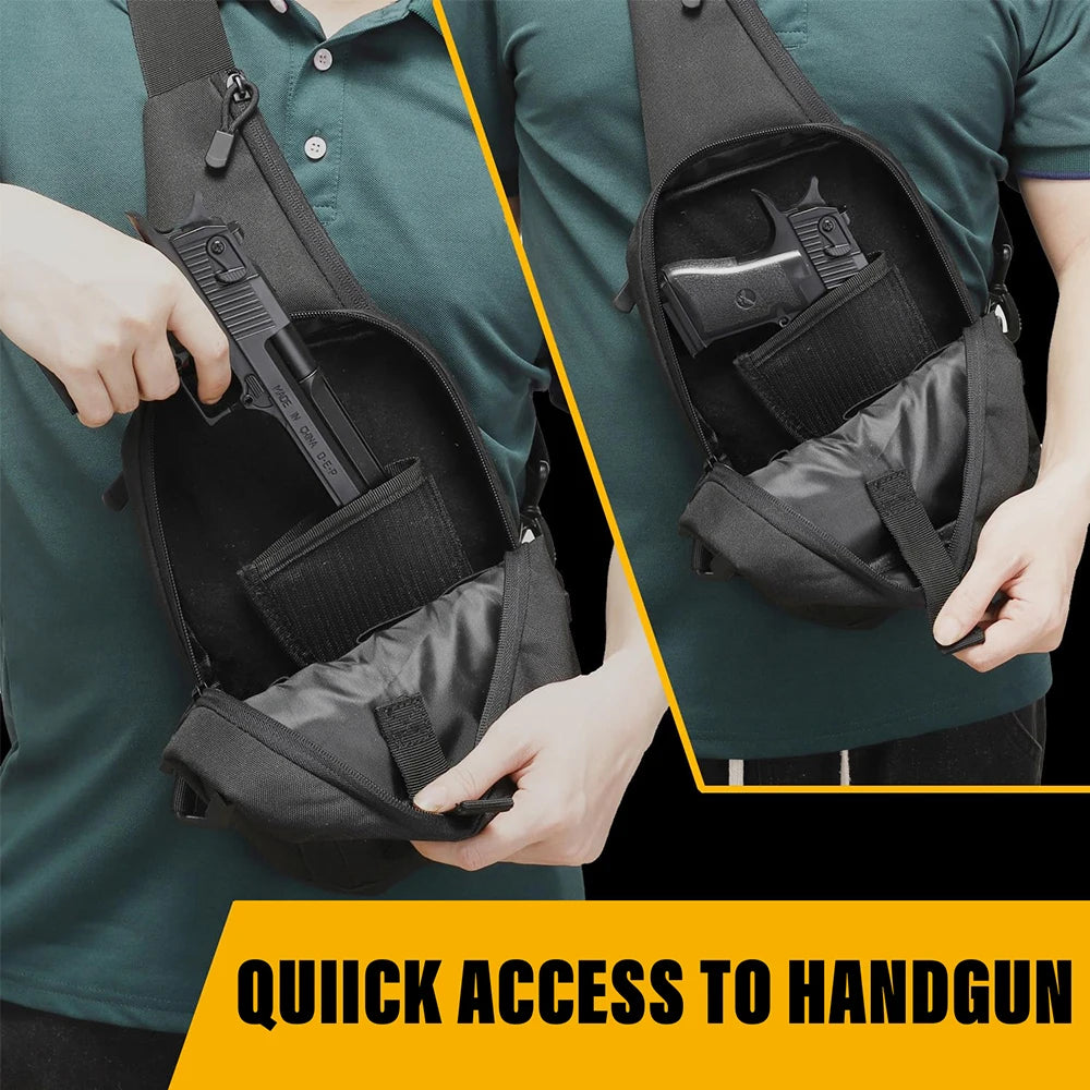 Tactical Sling Bag Concealed Carry Crossbody Gun Bag Qiuck Access Pistol Bag EDC Shoulder Chest Pack Range Bags Fanny Pack