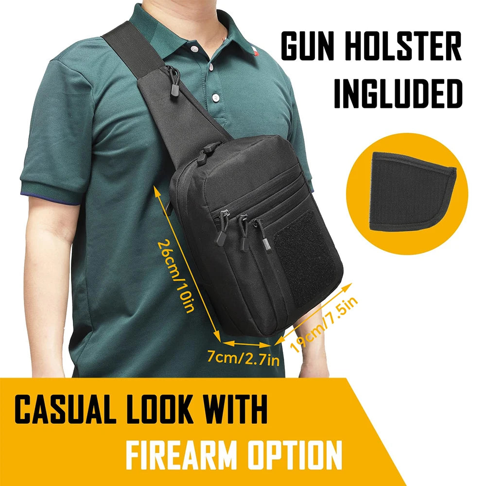 Tactical Sling Bag Concealed Carry Crossbody Gun Bag Qiuck Access Pistol Bag EDC Shoulder Chest Pack Range Bags Fanny Pack
