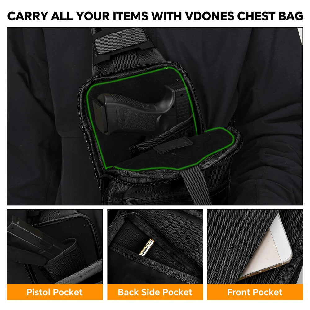 Tactical Sling Bag Concealed Carry Crossbody Gun Bag Qiuck Access Pistol Bag EDC Shoulder Chest Pack Range Bags Fanny Pack