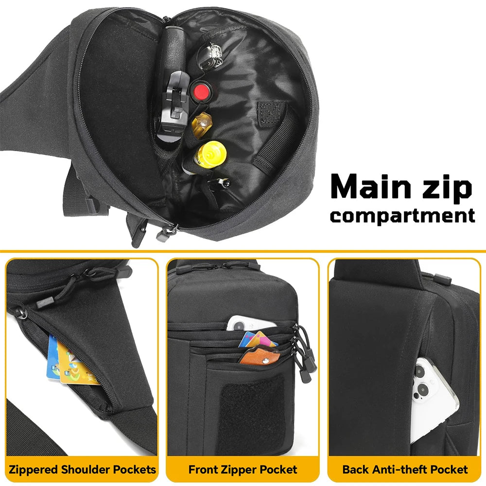 Tactical Sling Bag Concealed Carry Crossbody Gun Bag Qiuck Access Pistol Bag EDC Shoulder Chest Pack Range Bags Fanny Pack