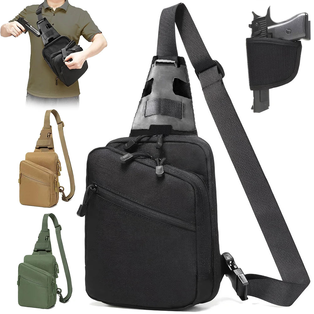 Tactical Sling Bag Concealed Carry Crossbody Gun Bag Qiuck Access Pistol Bag EDC Shoulder Chest Pack Range Bags Fanny Pack