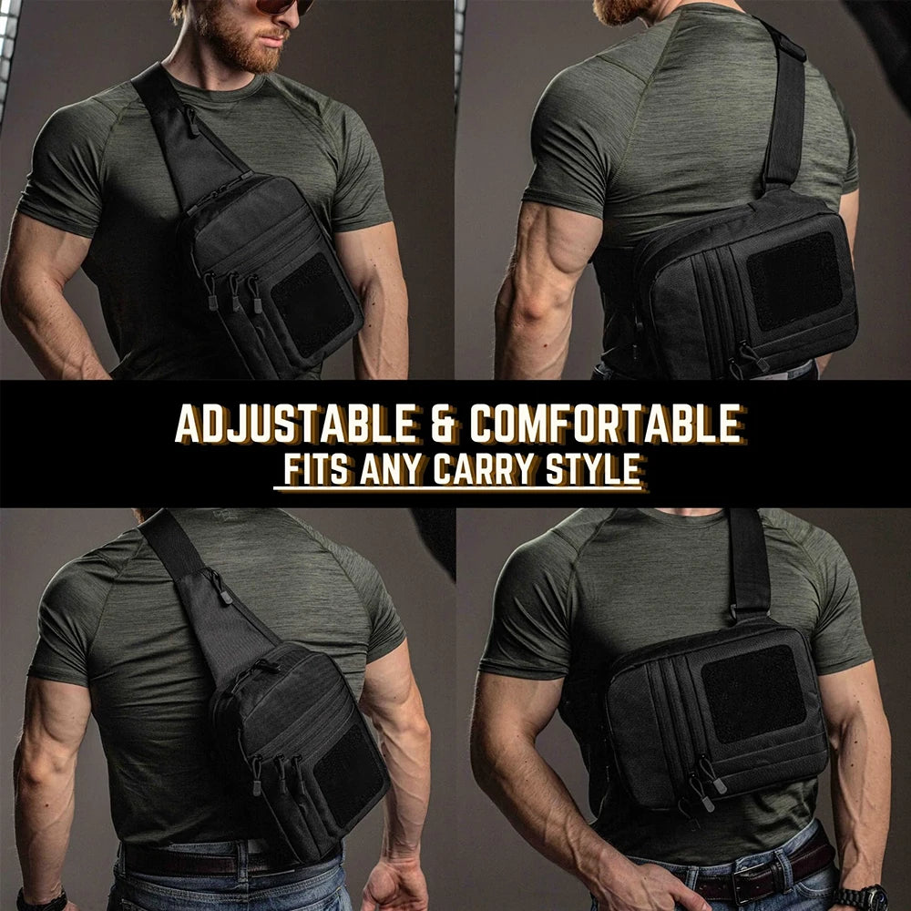Tactical Sling Bag Concealed Carry Crossbody Gun Bag Qiuck Access Pistol Bag EDC Shoulder Chest Pack Range Bags Fanny Pack